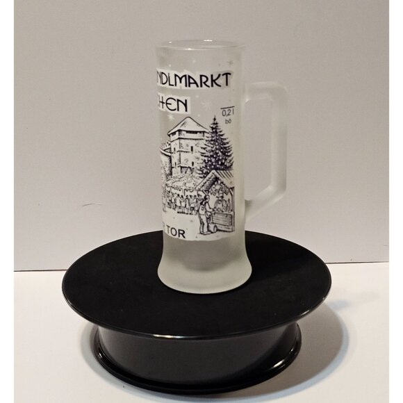 Vintage German Christmas Market Frosted Glass Stein With Munich Scene & Handle - Picture 7 of 13